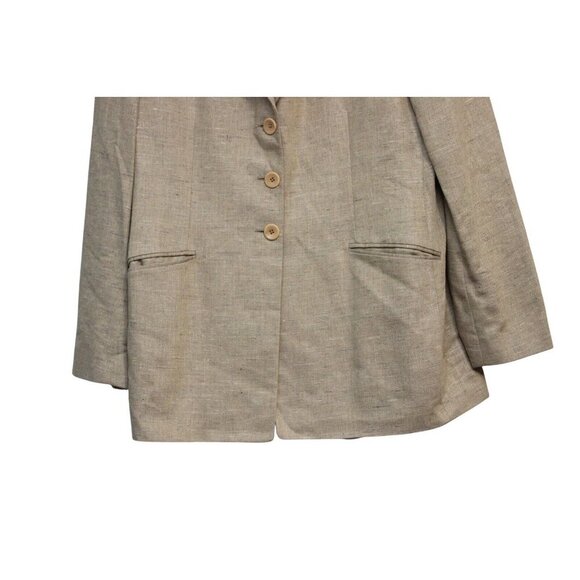 Zanella Blazer Size 12 Beige Linen Silk Wool Minimalist Career Business Italian - Picture 4 of 10